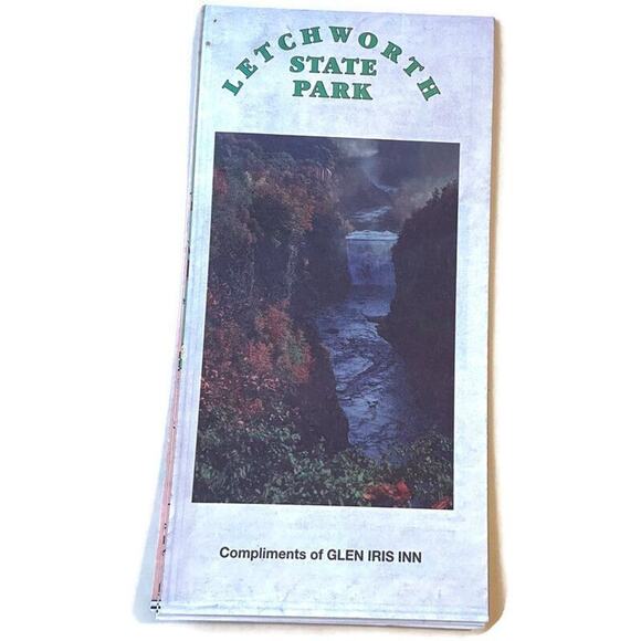 1995 New York Letchworth State Park Map Compliments Glen Iris Inn Vintage - Picture 1 of 4